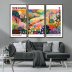 Framed Yayoi Kusama 1986 Wall Art Print | Japanese Wabi Sabi Vibrant Abstract Landscape Canvas