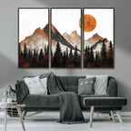 Modern Abstract Mountain Canvas Wall Art Print