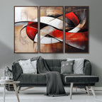 Abstract Wall Art - Modern Red and White Canvas Wall Art