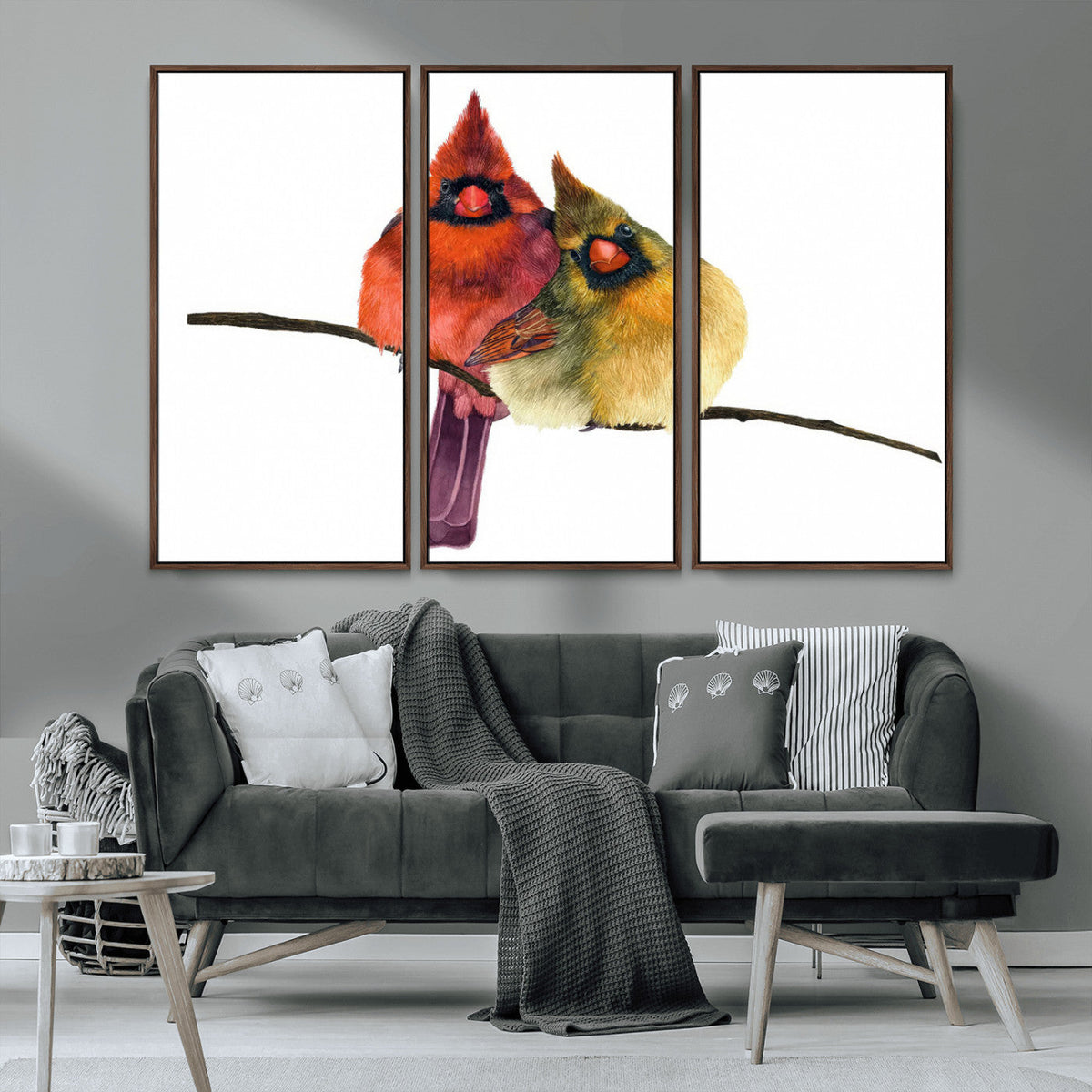 Cardinal Bird Canvas Wall Art, Male and Female Cardinal Print, Nature Inspired Bird Decor