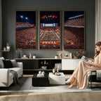 Texas Stadium Night Game Wall Art Canvas Print, Vibrant Football Fireworks Scene