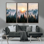 Abstract Forest Wall Art, Serene Nature Canvas Print with Misty Forest Design for Modern Home Decor