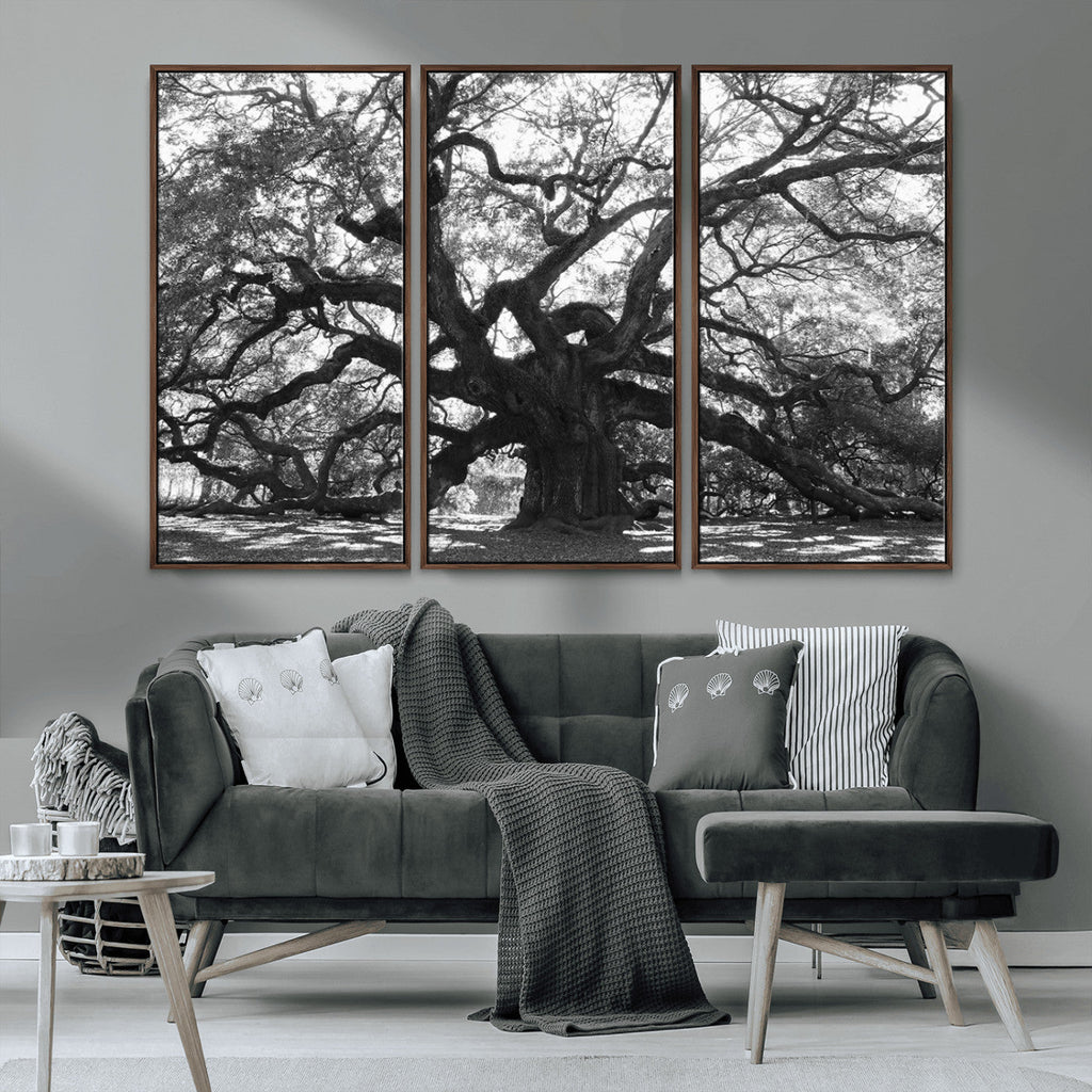 Ancient Oak Wall Art Canvas Print | Gnarled Tree with Twisted Branches