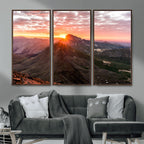 Mountain Sunrise Wall Art | Framed Alpine Ridge Canvas