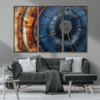 Framed Abstract Tree Ring Wall Art Print, Natural Rustic Wood Grain Canvas Print