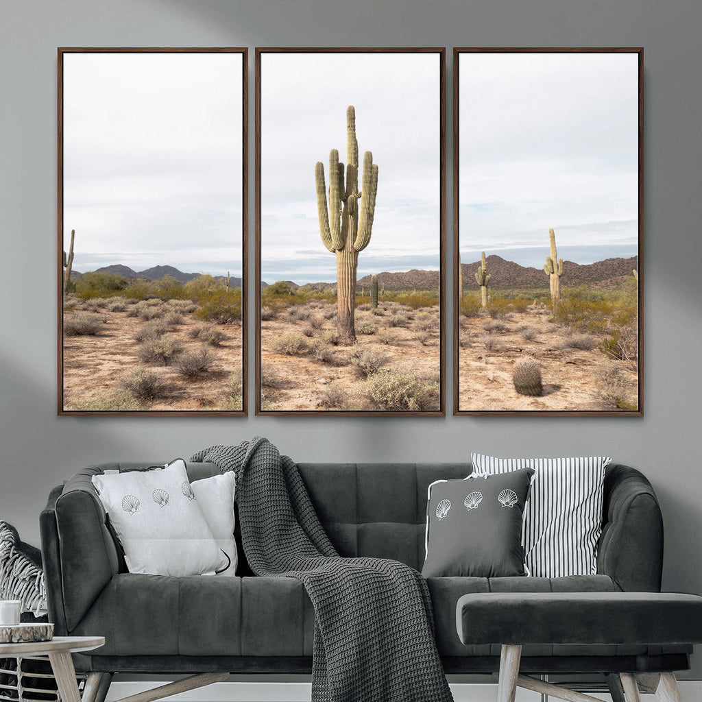 Saguaro Cactus Wall Art | Framed Desert Canvas Artwork