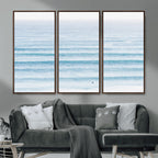 Ocean Wave Surfer Wall Art | Framed Minimal Seascape Canvas