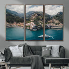 Amalfi Coast Wall Art | Framed Italian Seaside Canvas