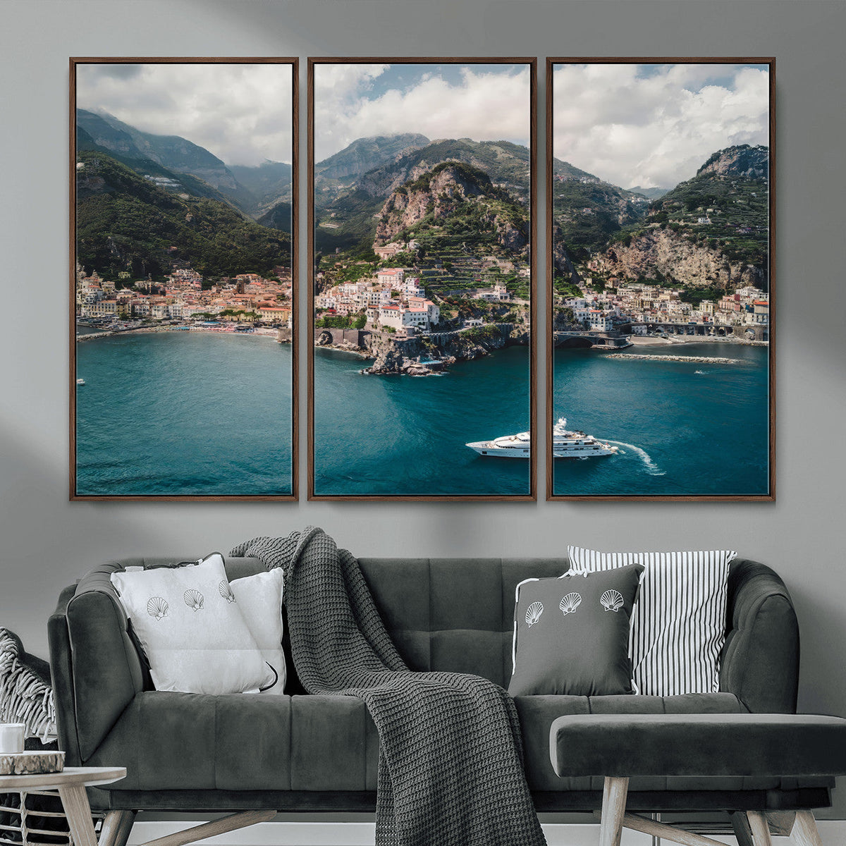 Amalfi Coast Wall Art | Framed Italian Seaside Canvas