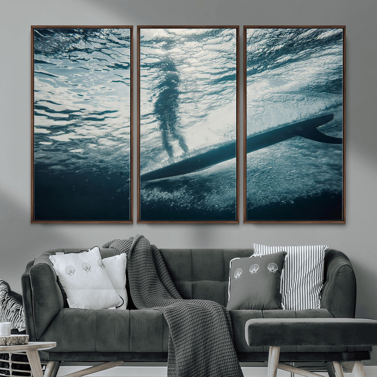 Underwater Surf Wall Art | Framed Ocean Wave Canvas Artwork