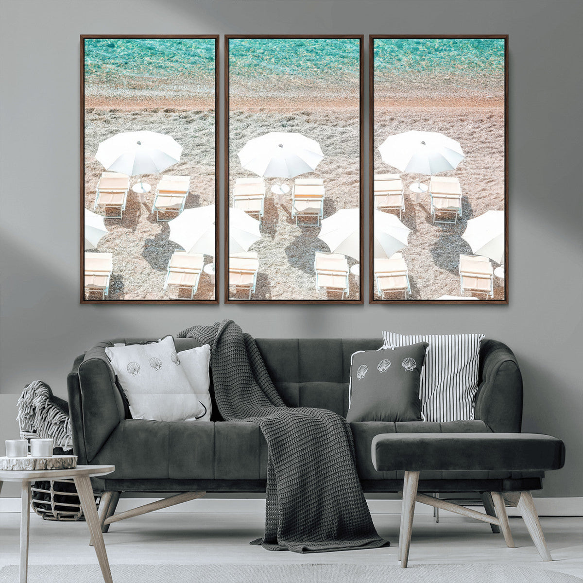 Calm Beach Wall Art | Framed Turquoise Water Canvas Artwork