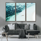 Minimal Beach Wall Art | Framed Ocean Swimming Canvas