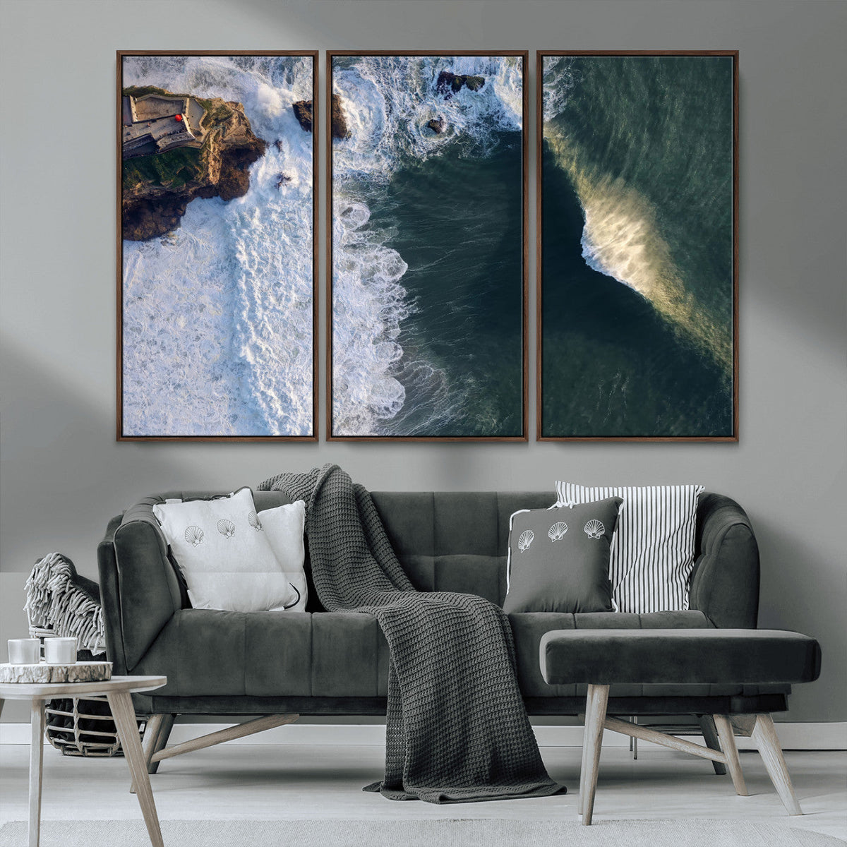 Ocean Wave Wall Art | Aerial Coastal View Canvas Artwork