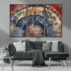 Tree Rings Wall Art Canvas Print, Framed Petrified Wood Modern Rustic