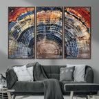 Tree Rings Wall Art Canvas Print, Framed Petrified Wood Art, Modern Rustic Decor