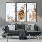 Pampas Grass Wall Art Canvas Print, Framed Neutral Tones Minimalist Boho