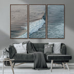Ocean Waves Wall Art Canvas Print, Framed Coastal Serenity Surf Scene