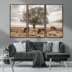 Texas Longhorn Cattle Wall Art, Rustic Western Ranch Canvas