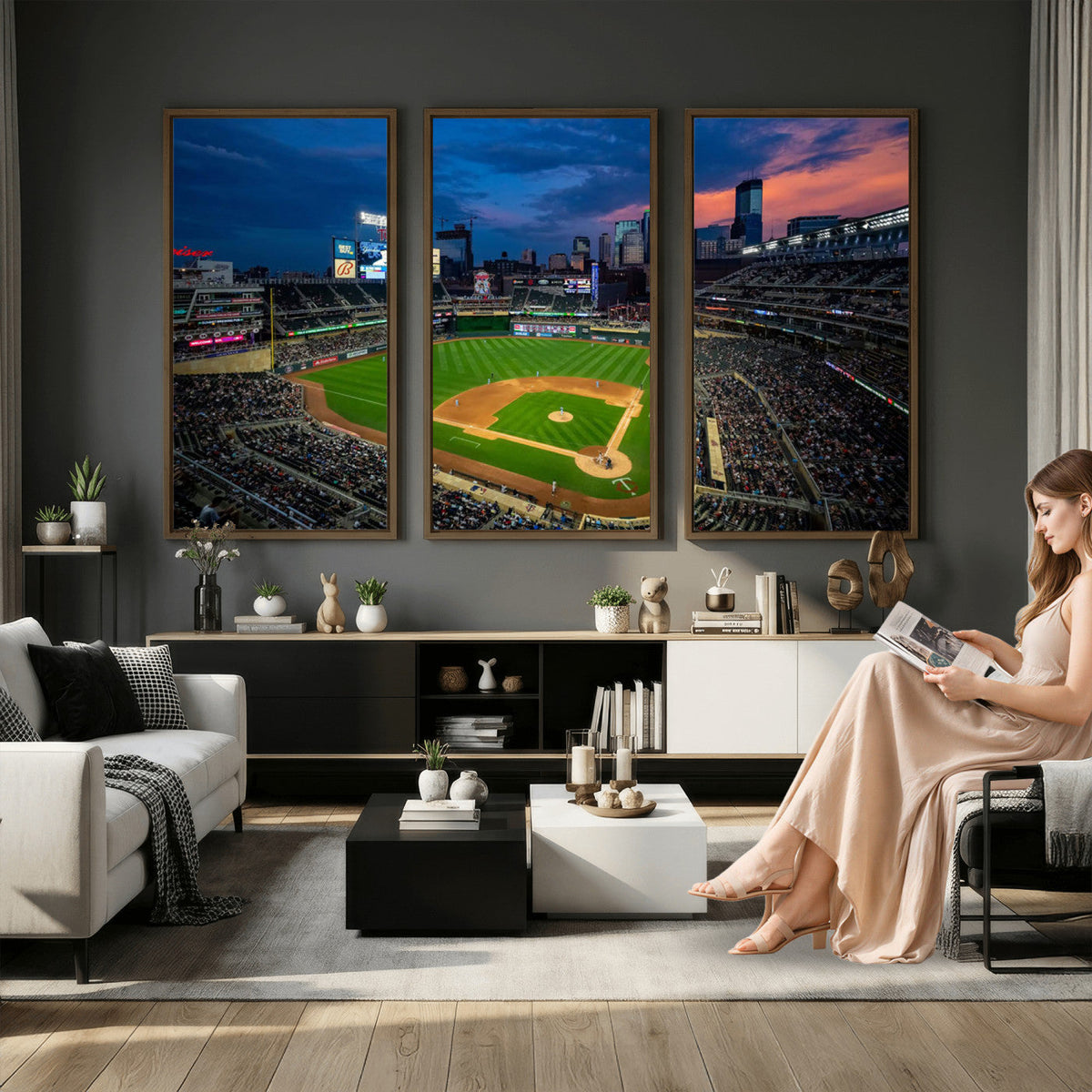 Target Field Wall Art Canvas Print, Baseball Stadium Scene