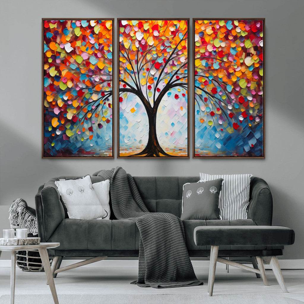 Vibrant Tree of Life Canvas Wall Art | Colorful Abstract Nature