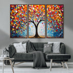 Vibrant Tree of Life Canvas Wall Art | Colorful Abstract Nature