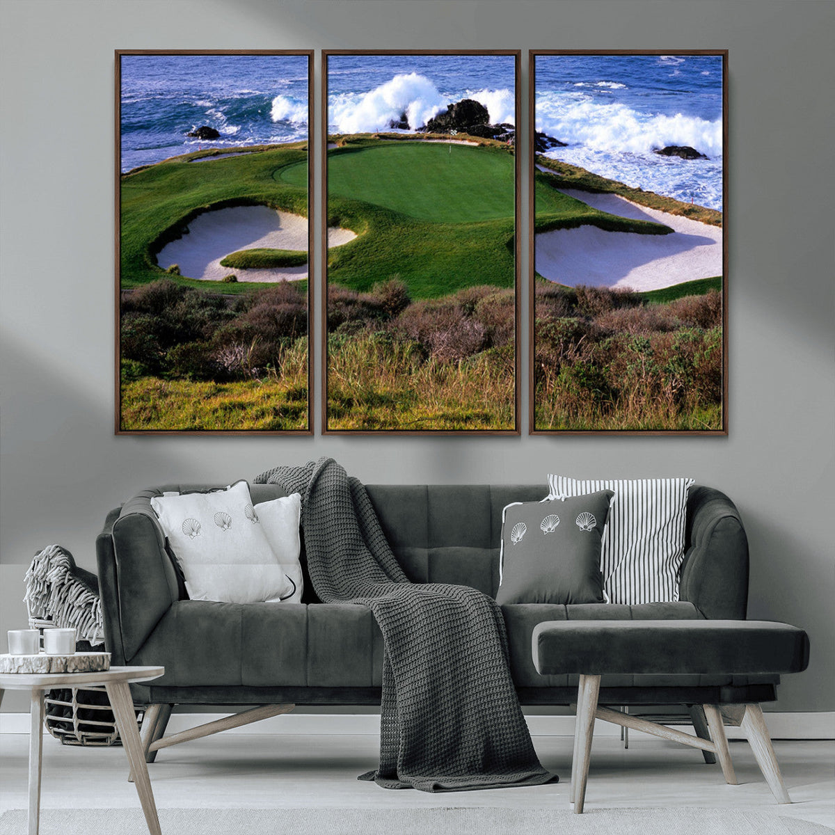 California Pebble Beach Golf Links Wall Art Canvas Print, Iconic Monterey Coastal Golf Course