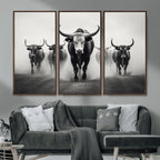 Texas Longhorn Wall Art Canvas Print, Framed Speckled Cow