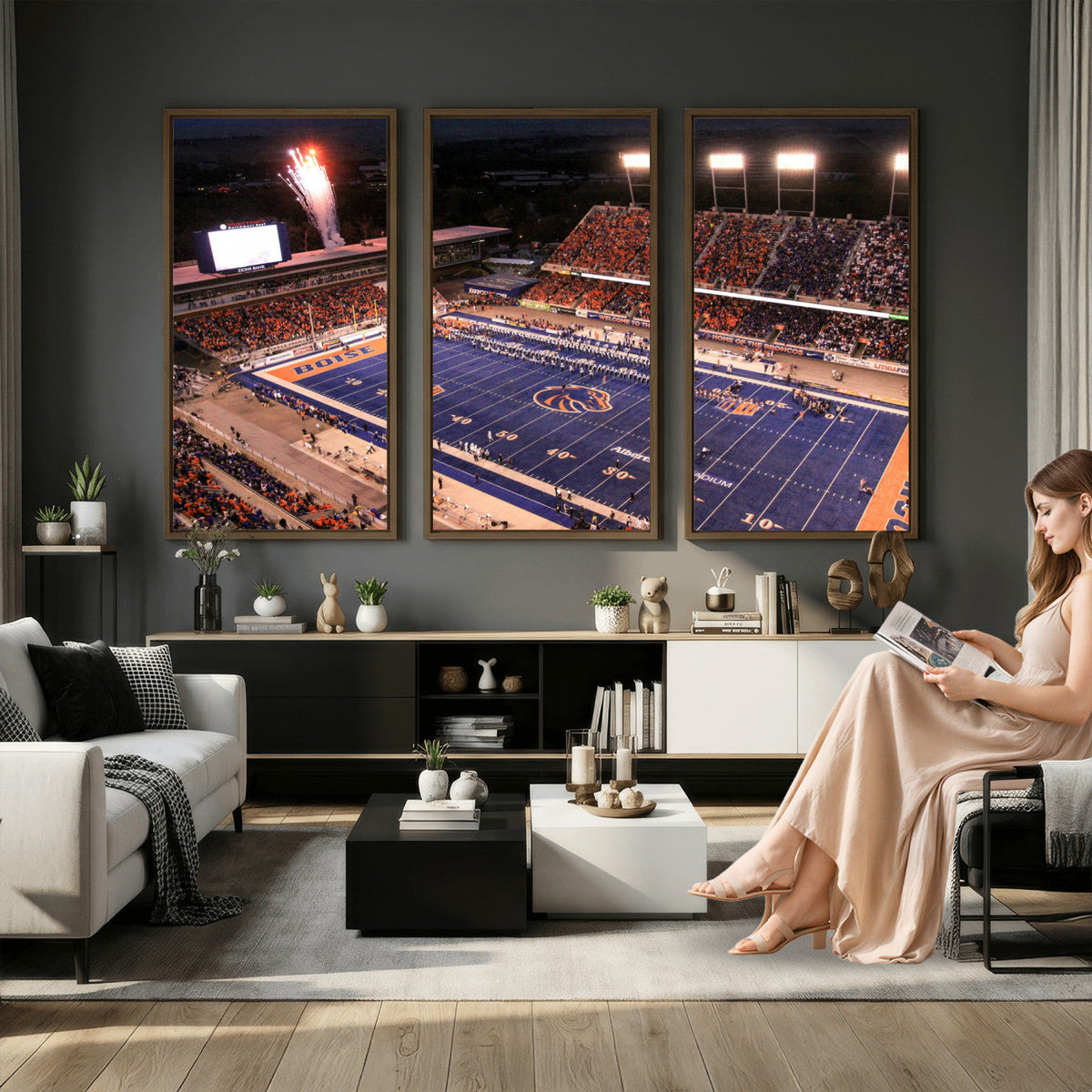Boise State Broncos Albertsons Stadium Wall Art Canvas Print