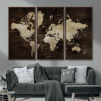 World Map Wall Art Canvas Print | Framed Travel Map Wall Art
