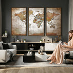 Vibrant Watercolor World Map Canvas Wall Art | Framed Travel Map