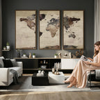 World Map Canvas Print, Detailed Map of the World, Adventure Gift for Couples and Anniversaries