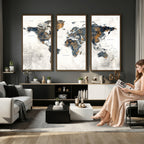 World Map Wall Art Canvas Print for Office Wall Decor