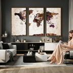 Blue Watercolor World Map Canvas Print | Framed Modern Wall Art