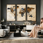 World Map Canvas Art Print | Framed Travel Map Wall Art