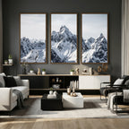 Snowy Mountain Range Canvas Print, Alpine Peaks Landscape Wall Art