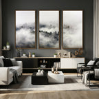 Foggy Forest Wall Art Canvas Print, Misty Pine Tree Landscape