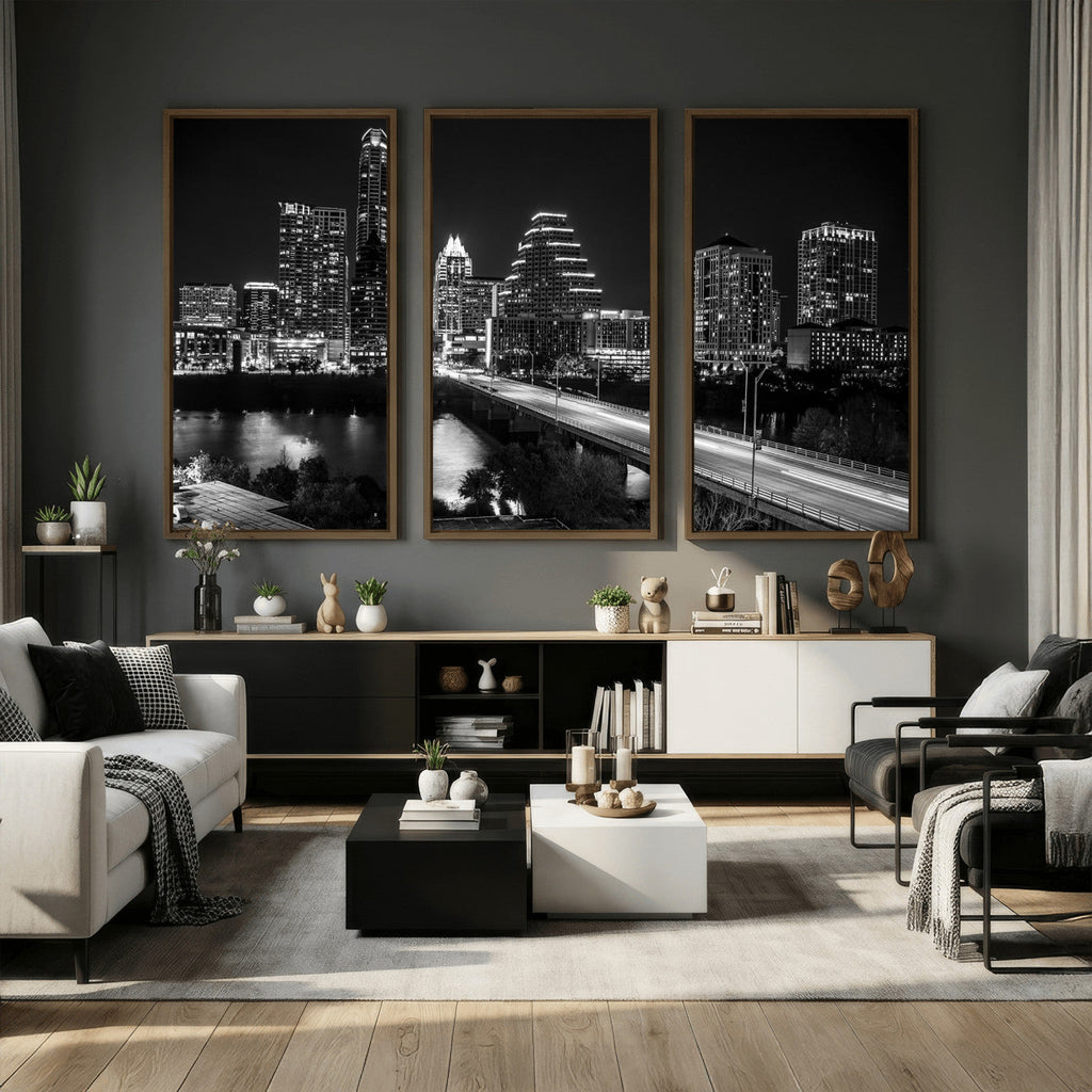 Austin Skyline Wall Art Canvas Print, Austin Downtown Night Cityscape