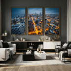 Chicago Wall Art Canvas Print - Chicago City Downtown Night Cityscape