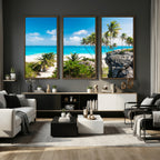 Tropical Beach Wall Art Canvas Print, Palm Tree Ocean Landscape Photography