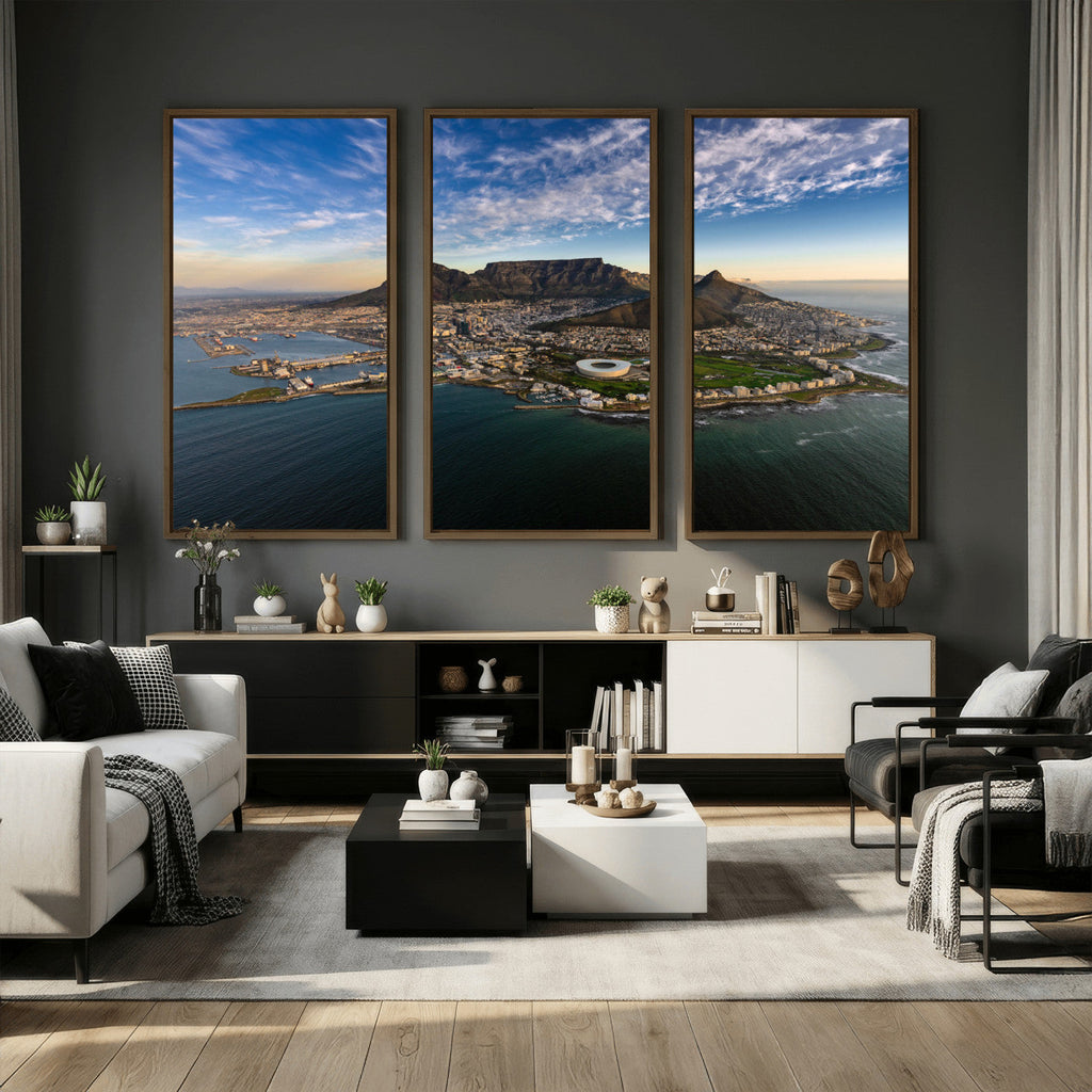 Cape Town Wall Art Canvas Print | Table Mountain Coastal Skyline Panorama