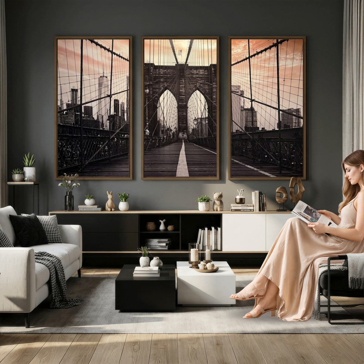 Brooklyn Bridge Canvas Wall Art, New York City Skyline Photography