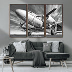 Vintage Airplane on Runway Canvas Print