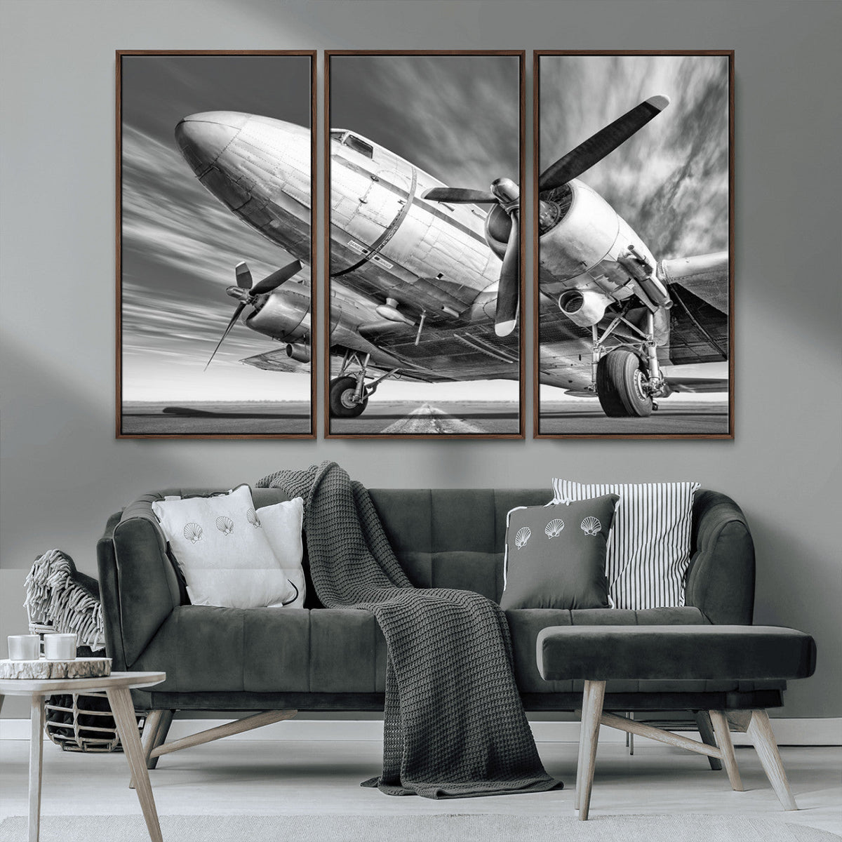 Vintage Airplane on Runway Canvas Print