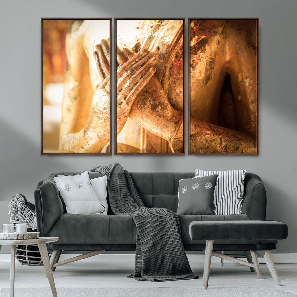 Buddha Statue Hands Wall Art Canvas Print