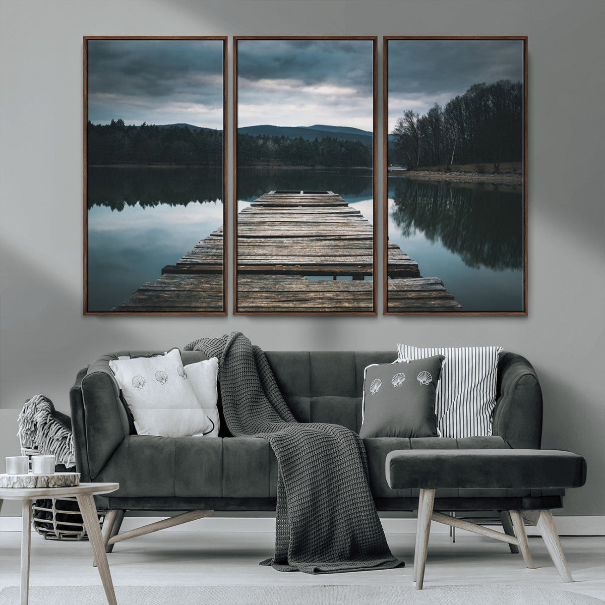 Wooden Bridge Near Lake Wall Art Canvas Print