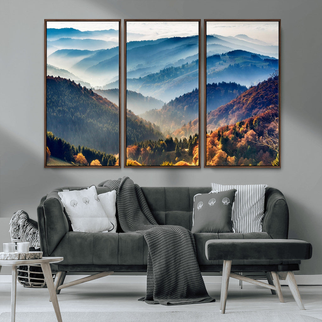 Mountains Forest Autumn Wall Art Canvas Print