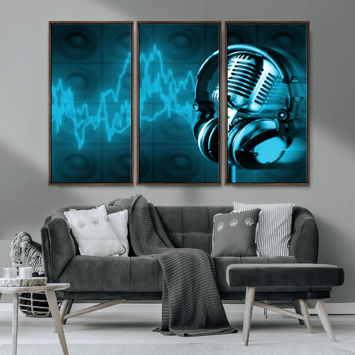 Music and Microphone Wall Art Canvas Print
