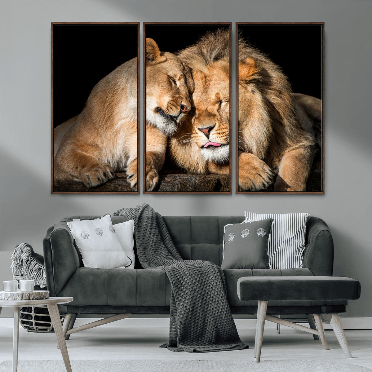 Lion and Lioness Wall Art Canvas Print | African Wildlife Animal Art
