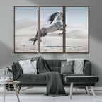 Prancing Horse Desert Large Wall Art Canvas Print, Majestic Horse Animal Artwork