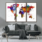 World Map Canvas Print | Detailed Map of the World Wall Art